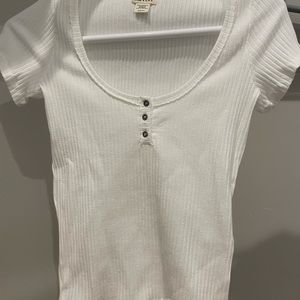 Billabong White Henley Scoop Neck Top
